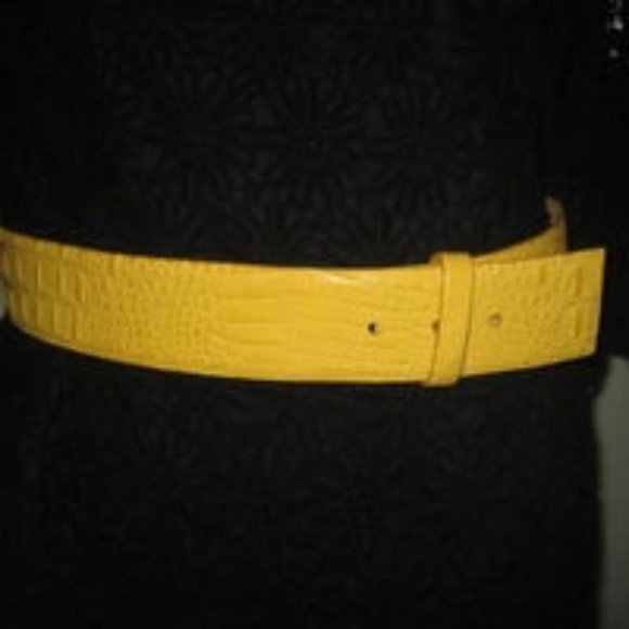 ❤️W KLEINBERG AMERICA Yellow Croc Gator Embossed Belt Sz Medium New main image 5